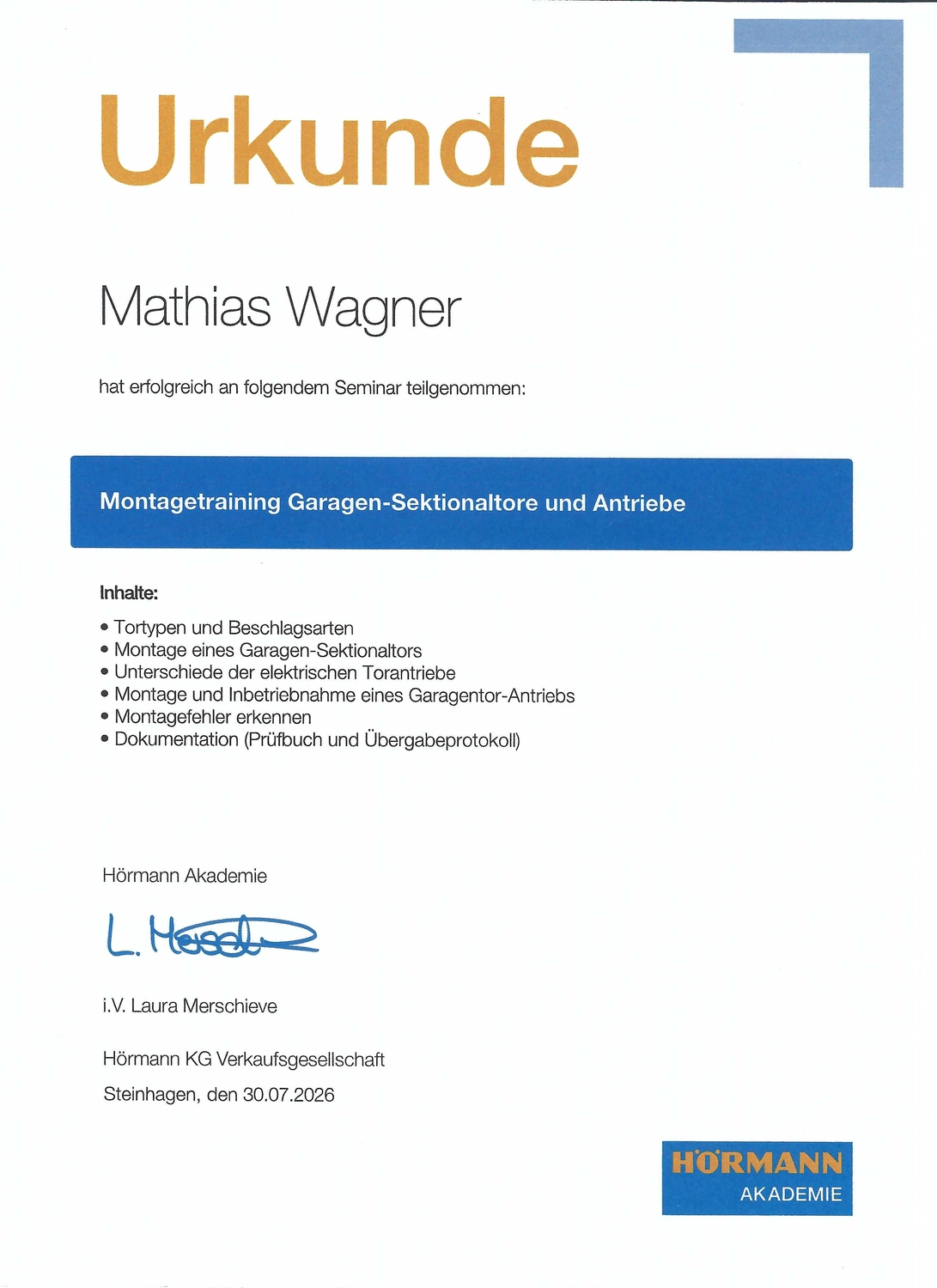 Montage von Garagen-Sektionaltoren